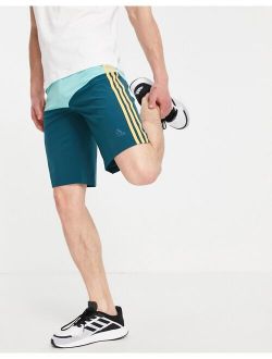 performance adidas Training Performance 3 stripe tech boardshorts in green