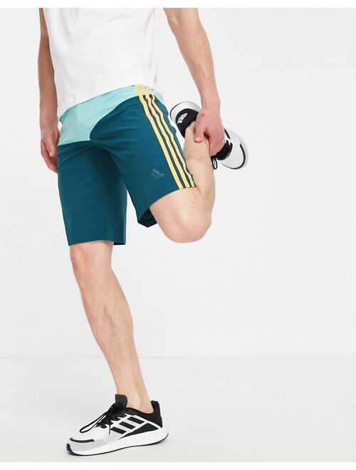 adidas performance adidas Training Performance 3 stripe tech boardshorts in green