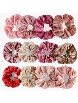 ALMHH 12 Pack Velvet Hair Scrunchies Scrunchy Hair Ties Elastic Hair Bands Ropes Scrunchie for Women or Girls Hair Accessories