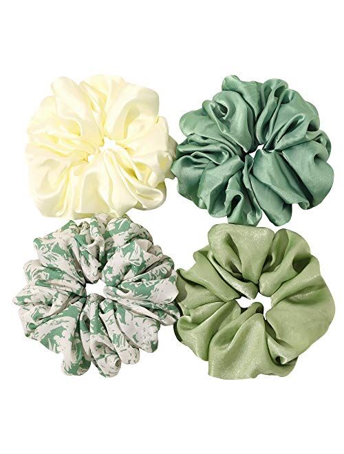 Ivyu Scrunchies Hair Ties for Women - Big Silk Satin Scrunchie Exra Large Jumbo Gaint Oversized Cute Scrunchy for Curl Thick Hair Ligas Para el Cabello De Mujer Decoratio