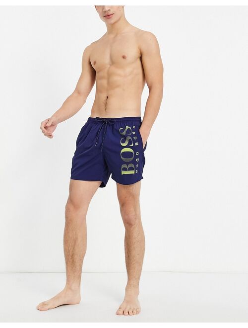 Hugo Boss BOSS Bodywear BOSS Beachwear large logo swim shorts in navy