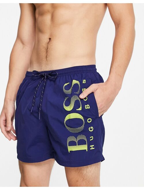 Hugo Boss BOSS Bodywear BOSS Beachwear large logo swim shorts in navy