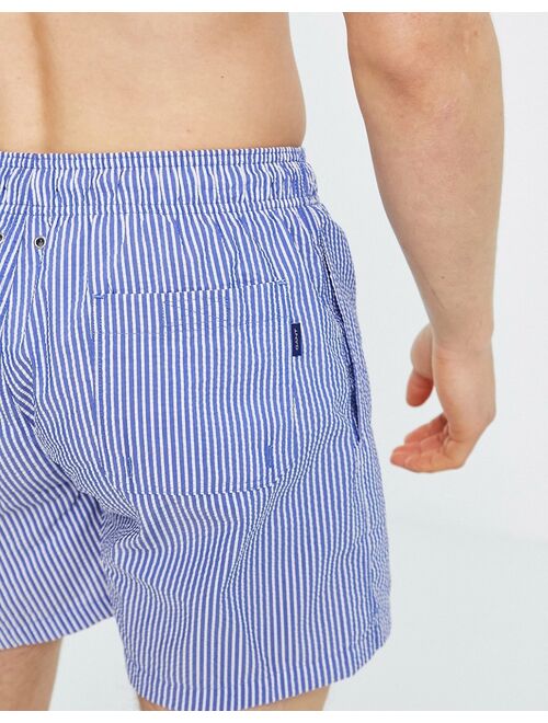 GANT stripe swim shorts in blue with side logo