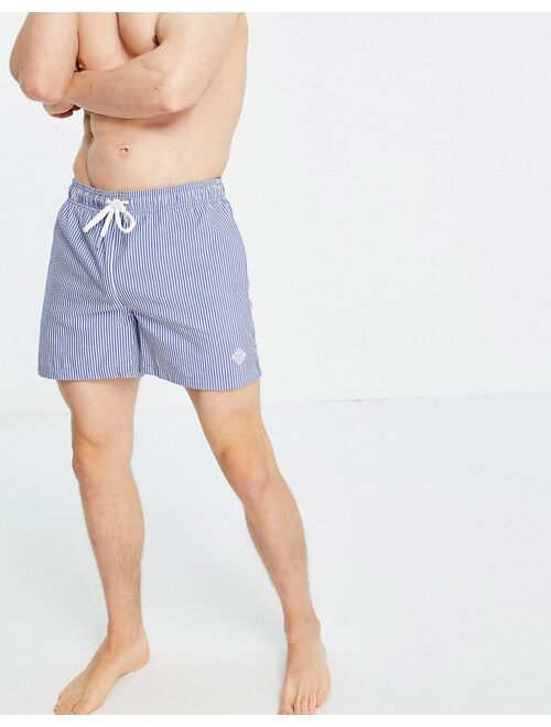 GANT stripe swim shorts in blue with side logo