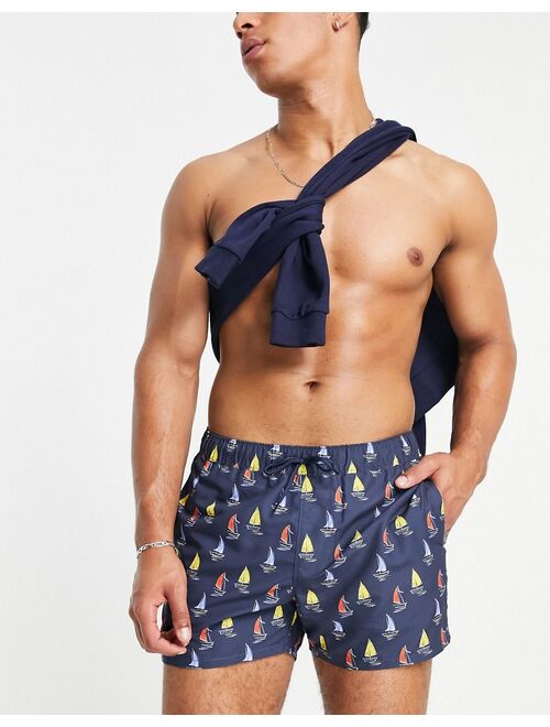 ASOS DESIGN swim shorts with nautical print short length