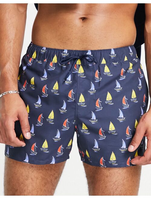 ASOS DESIGN swim shorts with nautical print short length