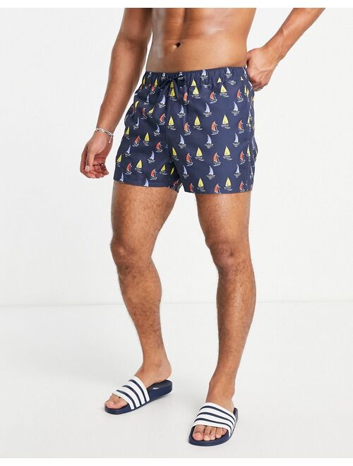 ASOS DESIGN swim shorts with nautical print short length