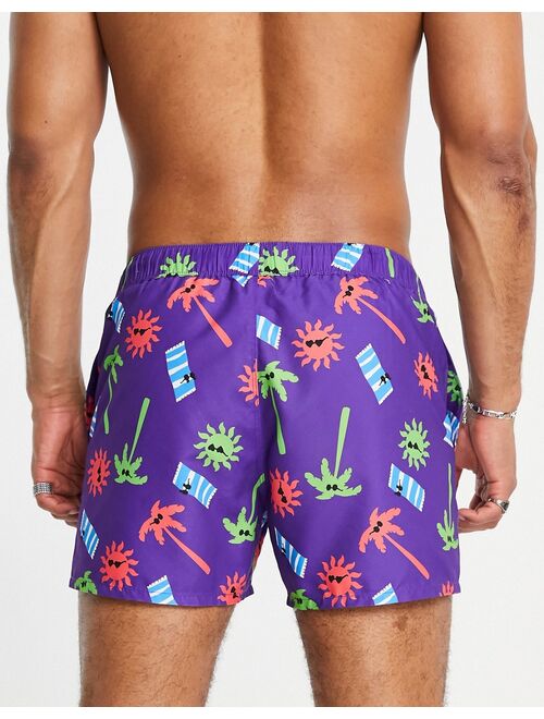 ASOS DESIGN swim shorts in beach print short length