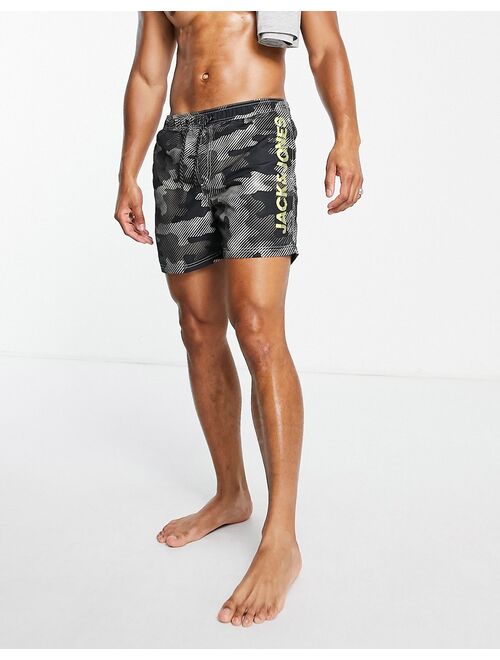 Jack & Jones Intelligence swim short in camo print