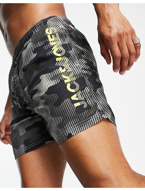 Jack & Jones Intelligence swim short in camo print