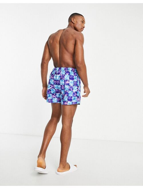 ASOS DESIGN swim shorts with check print short length