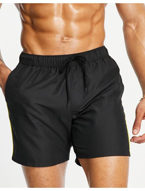 ASOS DESIGN swim shorts with pipping mid length