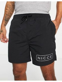 Nicce plinth swim shorts in black