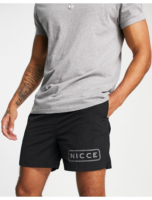 Nicce plinth swim shorts in black