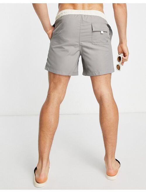 River Island blocked waistband shorts in gray