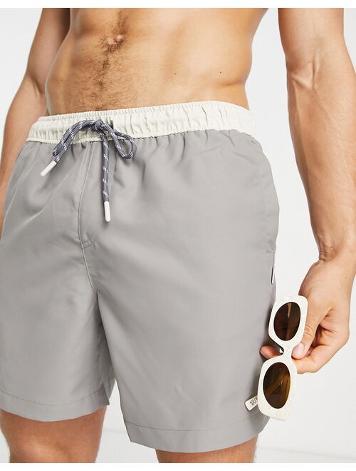 River Island blocked waistband shorts in gray