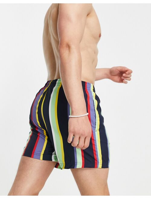 Karl Kani signature board shorts in multicolor pinstripe