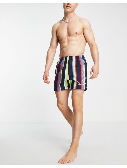 Karl Kani signature board shorts in multicolor pinstripe