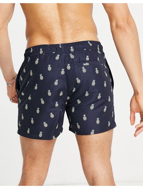 New Look swim shorts with pineapple print in navy