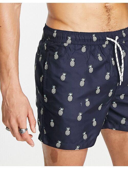 New Look swim shorts with pineapple print in navy