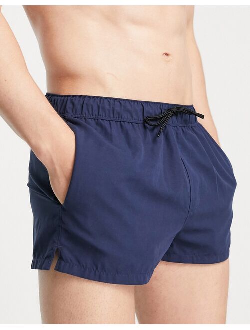 ASOS DESIGN swim shorts in navy super short length