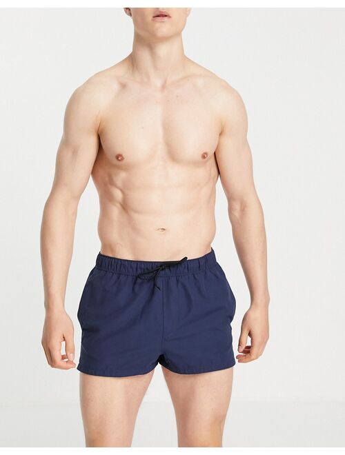 ASOS DESIGN swim shorts in navy super short length