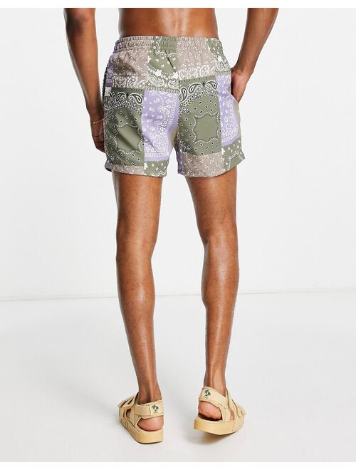 Karl Kani signature board shorts in multicolored paisley