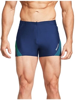 Men's Square Leg Athletic Swim Jammers Durable Training Splice Team Swimsuit