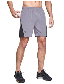 Men's 7" Running Shorts with Mesh Liner Zipper Pocket for Athletic Workout Gym