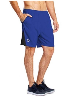 Men's 7" Running Shorts with Mesh Liner Zipper Pocket for Athletic Workout Gym