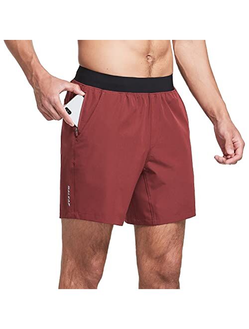 BALEAF Men's 7" Running Shorts with Mesh Liner Zipper Pocket for Athletic Workout Gym