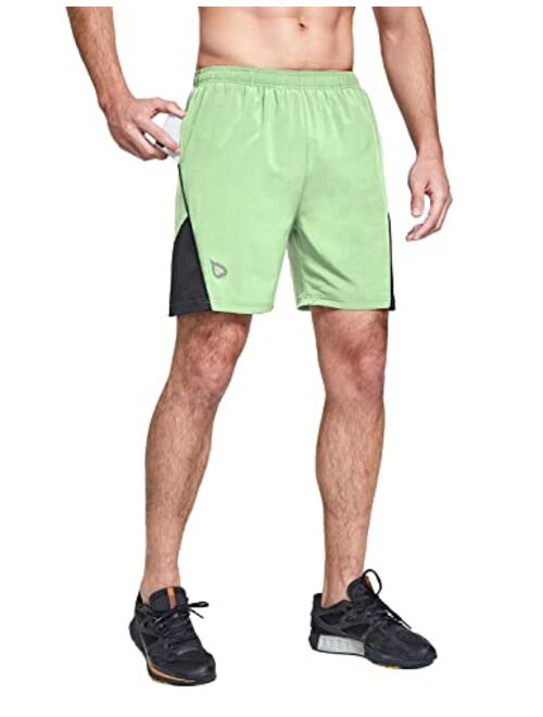 BALEAF Men's 7" Running Shorts with Mesh Liner Zipper Pocket for Athletic Workout Gym