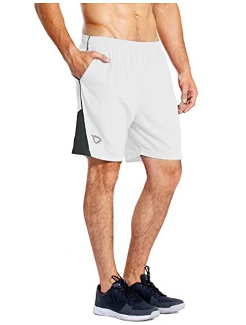 BALEAF Men's 7" Running Shorts with Mesh Liner Zipper Pocket for Athletic Workout Gym