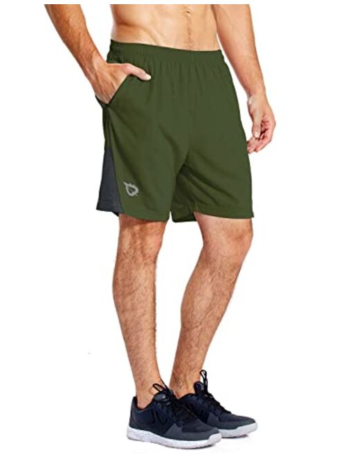 BALEAF Men's 7" Running Shorts with Mesh Liner Zipper Pocket for Athletic Workout Gym