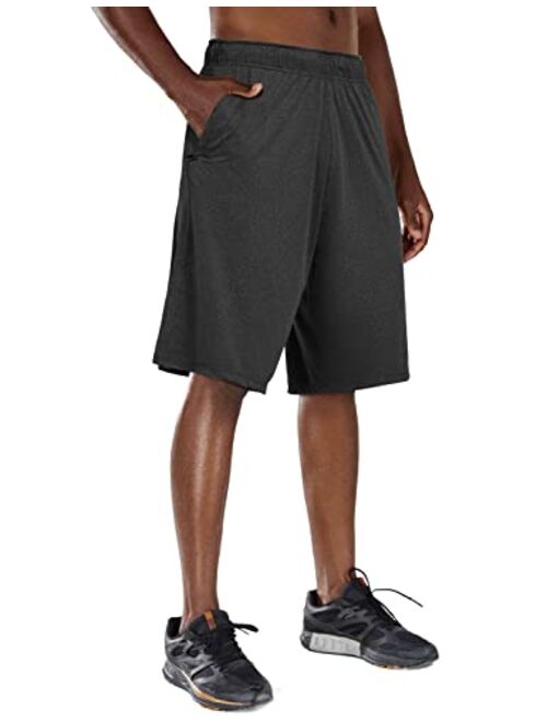 BALEAF Men's Basketball Shorts Long with Zipper Pockets Quick Dry Workout Training Drawstrings 11"