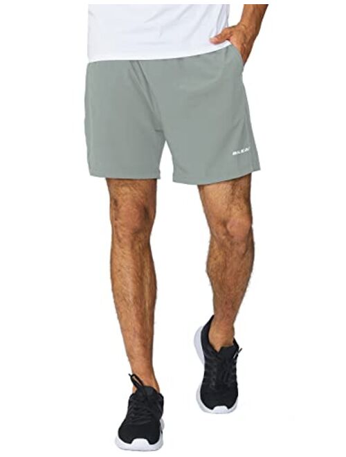 BALEAF Men's 5 Inches inseem Running Athletic Shorts Zipper Pocket No Lining