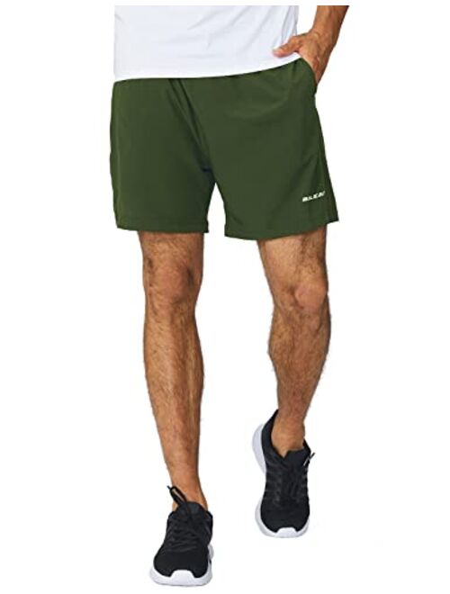 BALEAF Men's 5 Inches inseem Running Athletic Shorts Zipper Pocket No Lining