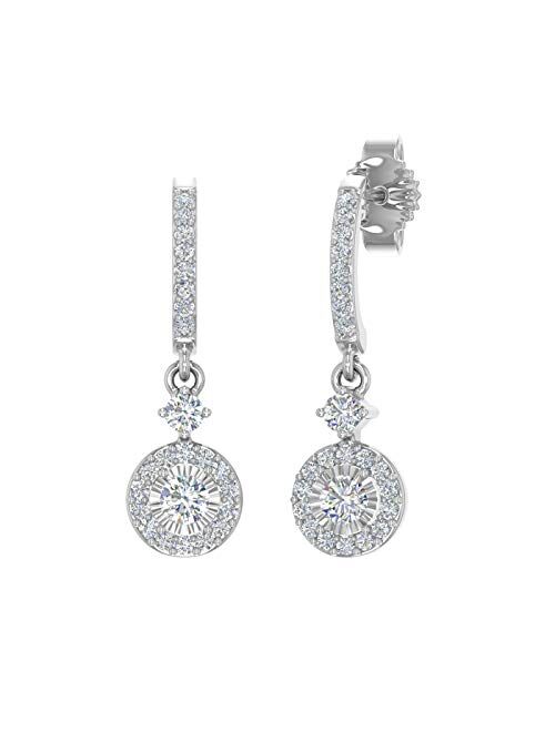 Finerock 0.30 Carat Diamond Drop Dangling Earrings in 10K Gold