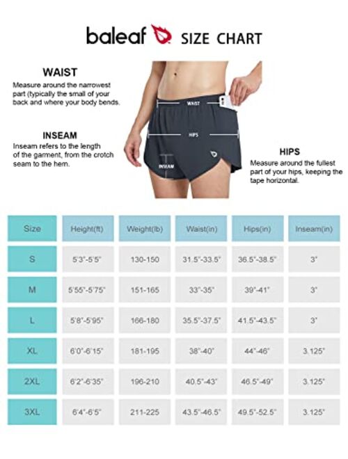 BALEAF Men's 3'' Running Shorts Athletic Quick Dry with 2 Zipper Pockets Liner