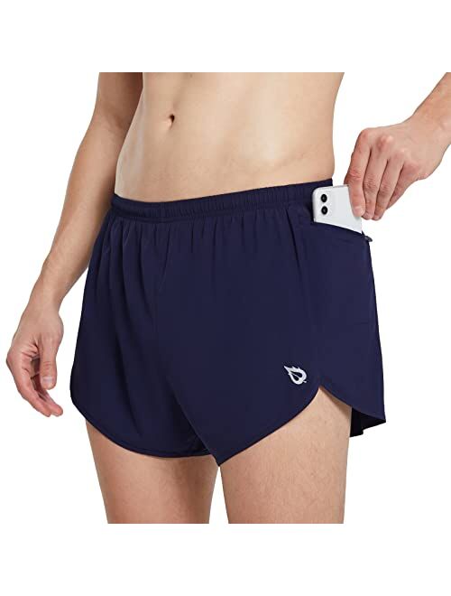 BALEAF Men's 3'' Running Shorts Athletic Quick Dry with 2 Zipper Pockets Liner