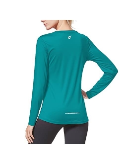 Women's Long Sleeve Running Shirts Quick Dry Athletic Workout Tops