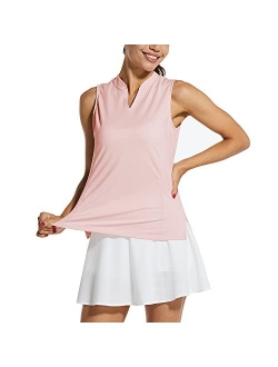 Women's Sleeveless Golf Tennis Shirts Lightweight Quick Dry V-Neck Tank Tops Polo