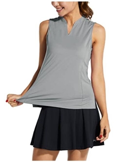 Women's Sleeveless Golf Tennis Shirts Lightweight Quick Dry V-Neck Tank Tops Polo