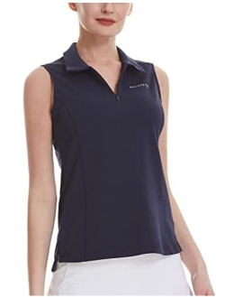 Women's Sleeveless Golf Tennis Shirts Lightweight Quick Dry V-Neck Tank Tops Polo