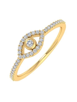 1/10 Carat Evil Eye Diamond Ring in 10K Solid Gold