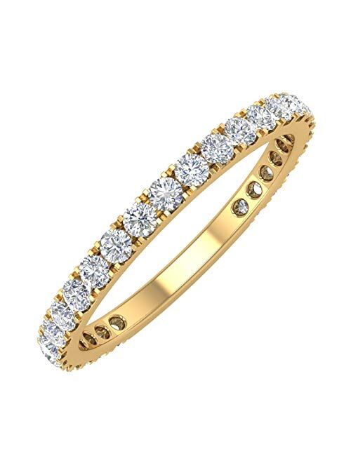 Finerock 1/2 Carat Diamond 3/4 Eternity Wedding Band Ring in 14K Gold