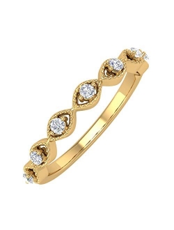 1/10 Carat Diamond Twisted Anniversary Ring in 14K Gold (I1-I2 Clarity)