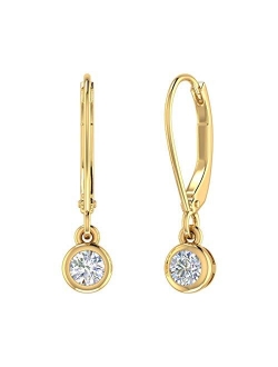 0.40 Carat Diamond Lever-back Drop Earrings in 14K Gold