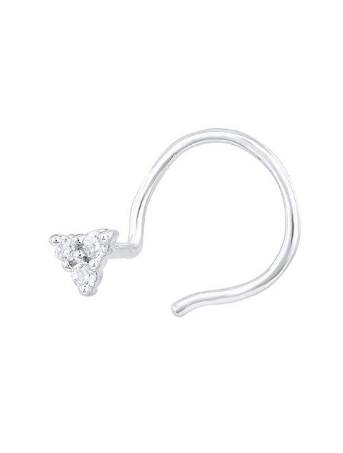 Finerock 0.03 Carat 3-Stone Diamond Nose Pin Stud in 14K Gold