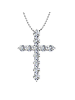 1/2 Carat to 1 Carat Diamond Cross Pendant Necklace in 14K Gold (With Silver Chain) - IGI Certified